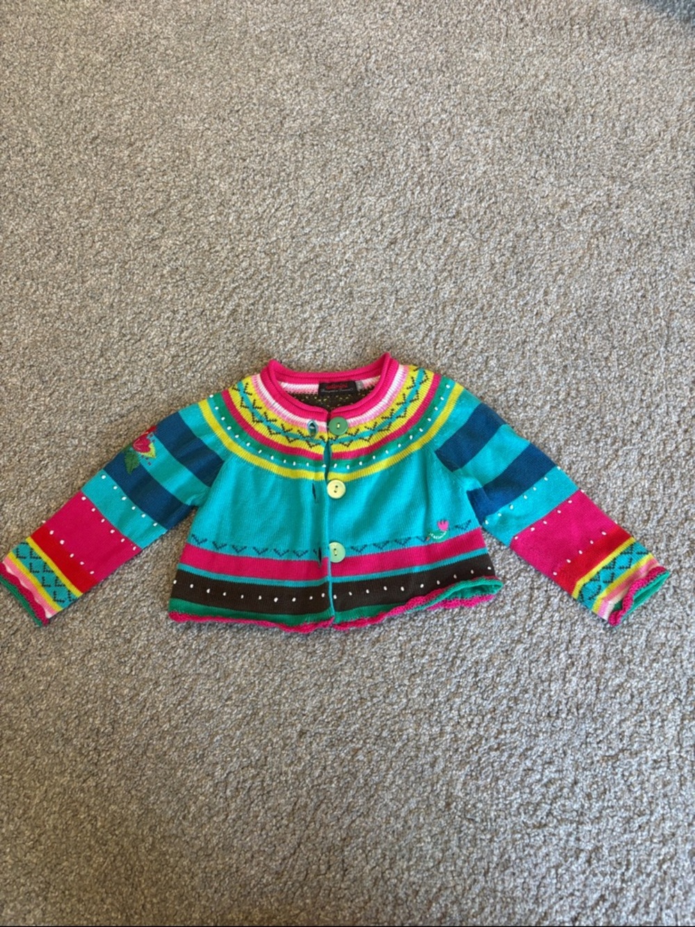 Catimini lot of 3 Girls Bright Pink Knit Cardigans with Playful Patch Details 2T - Picture 2 of 10